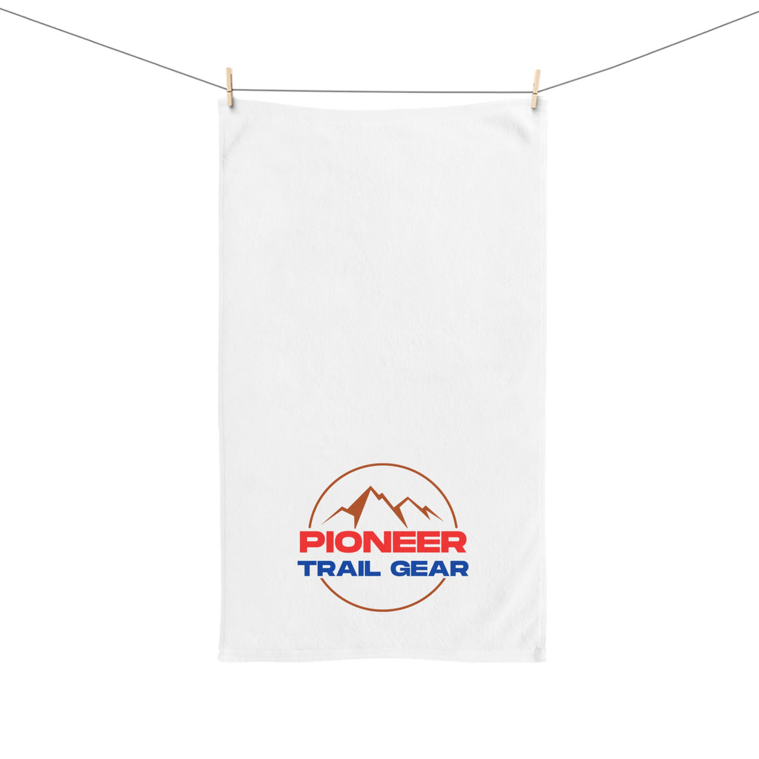 Pioneer Trail Gear Hand Towel – Outdoor Mountain Logo Kitchen & Camping Towel
