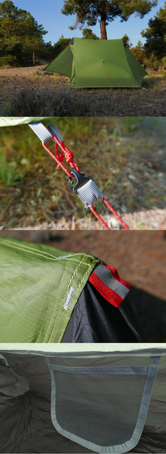 Silicone Coated Poleless Rainproof Camping Tent Shelter