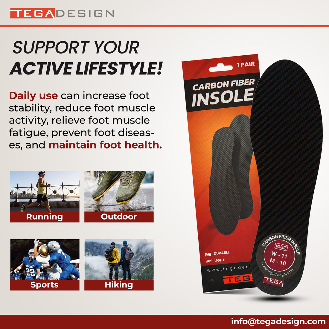 Rigid Carbon Fiber Insole (1.3mm)