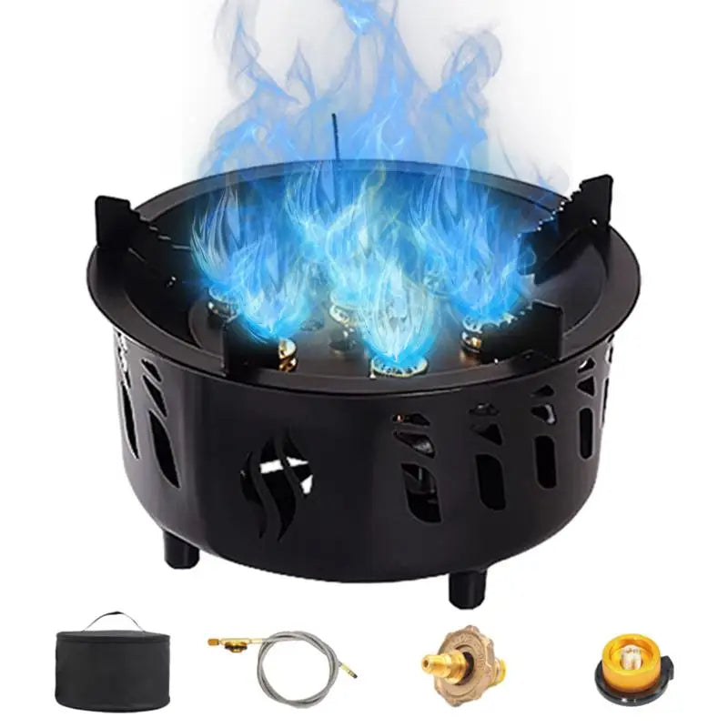 7-Core Portable Camping Gas Burner with Carry Bag