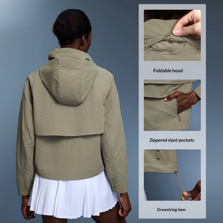 Women's Water-Resistant Stowable Hooded Outdoor Jacket