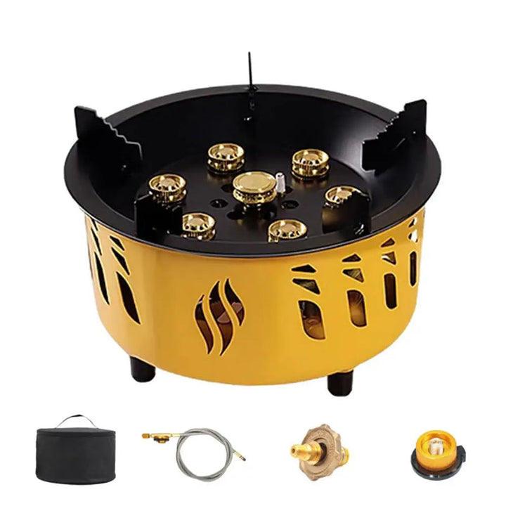 7-Core Portable Camping Gas Burner with Carry Bag