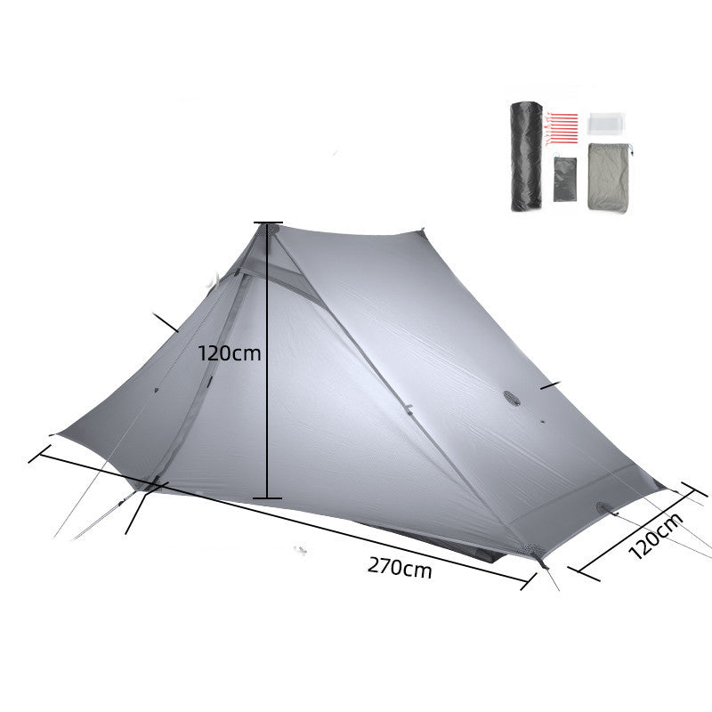 Ultralight 20D Double Silicone Coated Poleless Hiking Tent