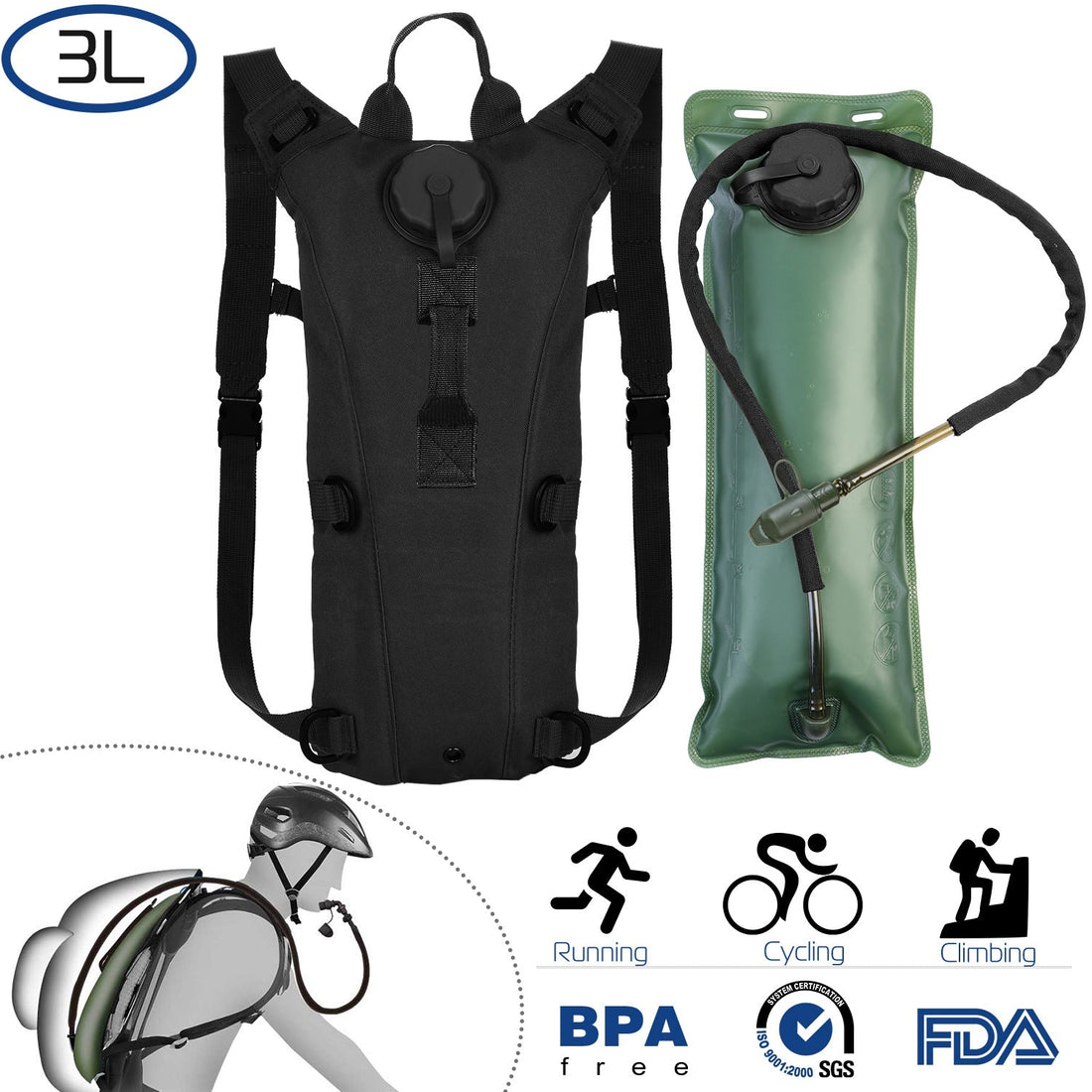 Tactical 3L Hydration Pack Water Backpack