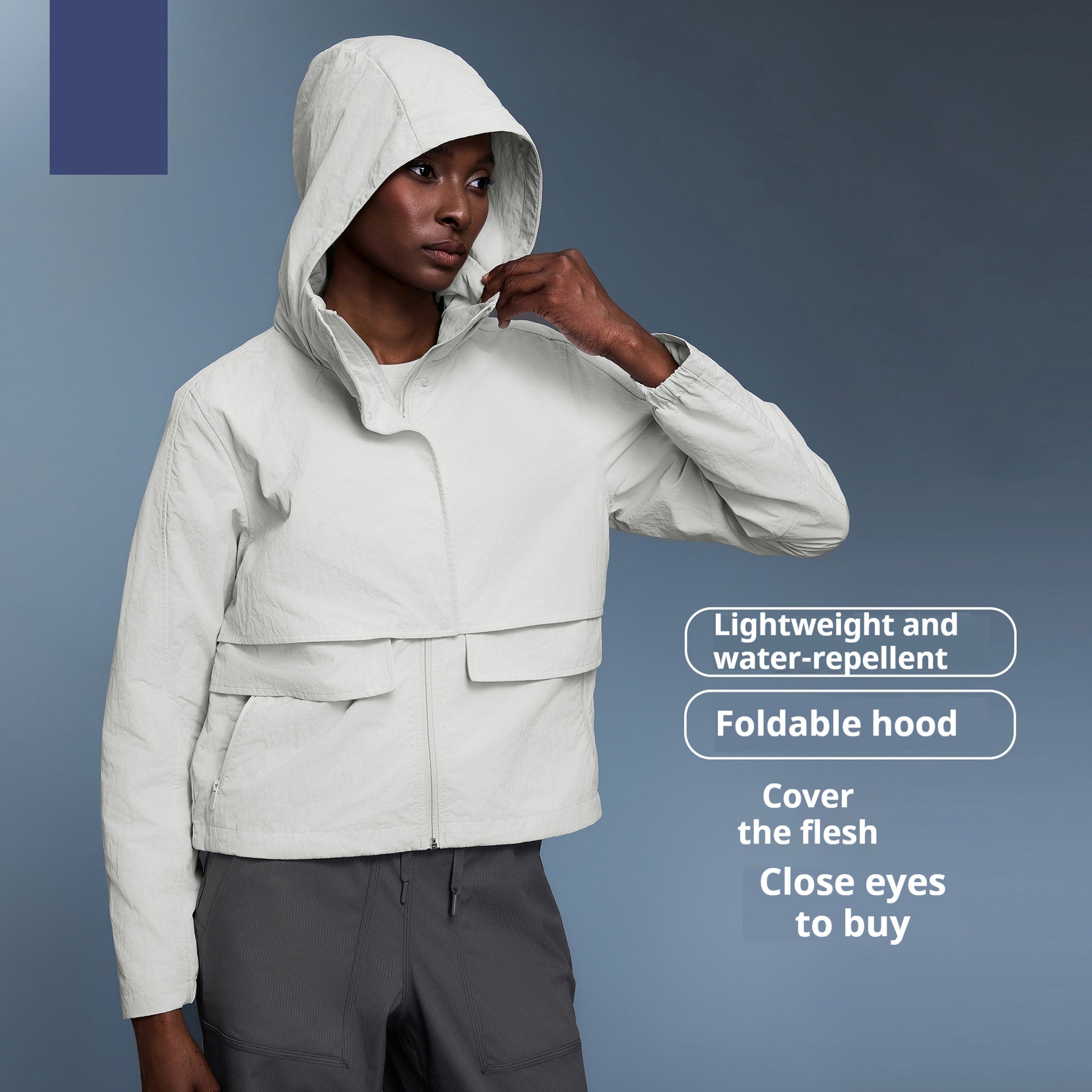 Women's Water-Resistant Stowable Hooded Outdoor Jacket