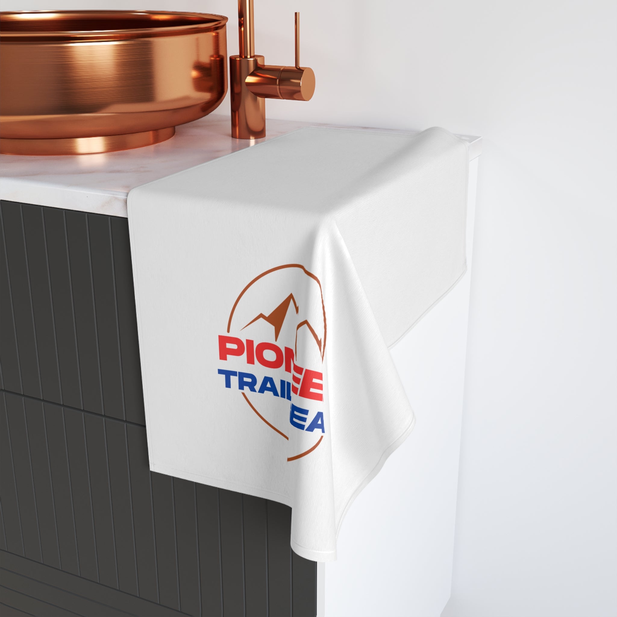 Pioneer Trail Gear Hand Towel – Outdoor Mountain Logo Kitchen & Camping Towel