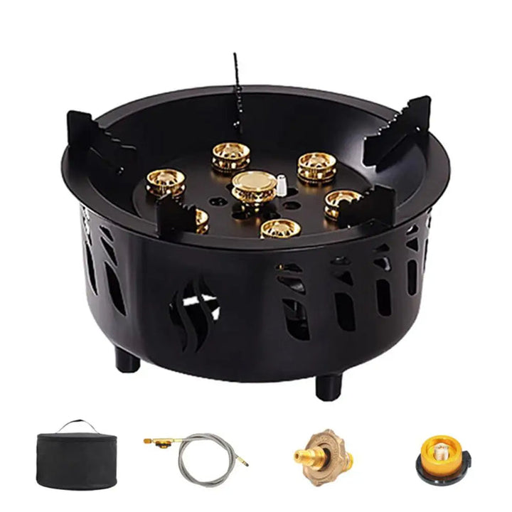 7-Core Portable Camping Gas Burner with Carry Bag