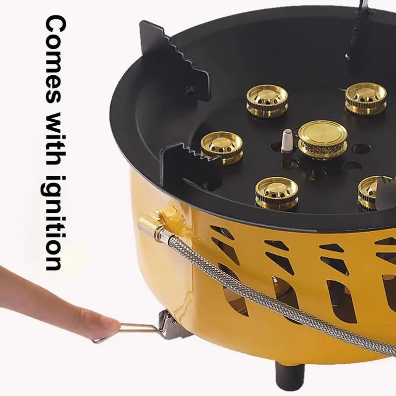 7-Core Portable Camping Gas Burner with Carry Bag