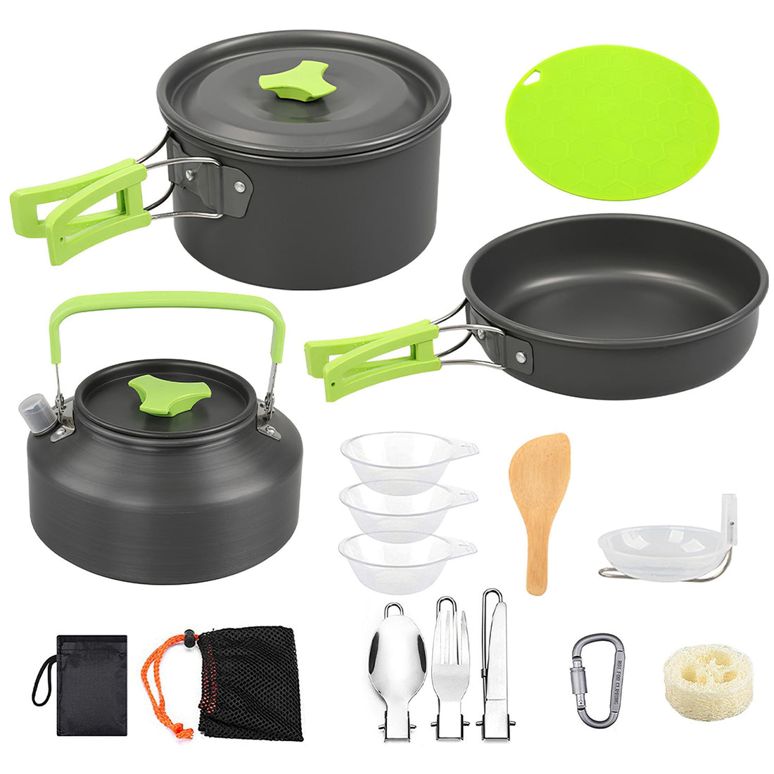 16Pcs Aluminum Camping Cookware Set with Stove Accessories