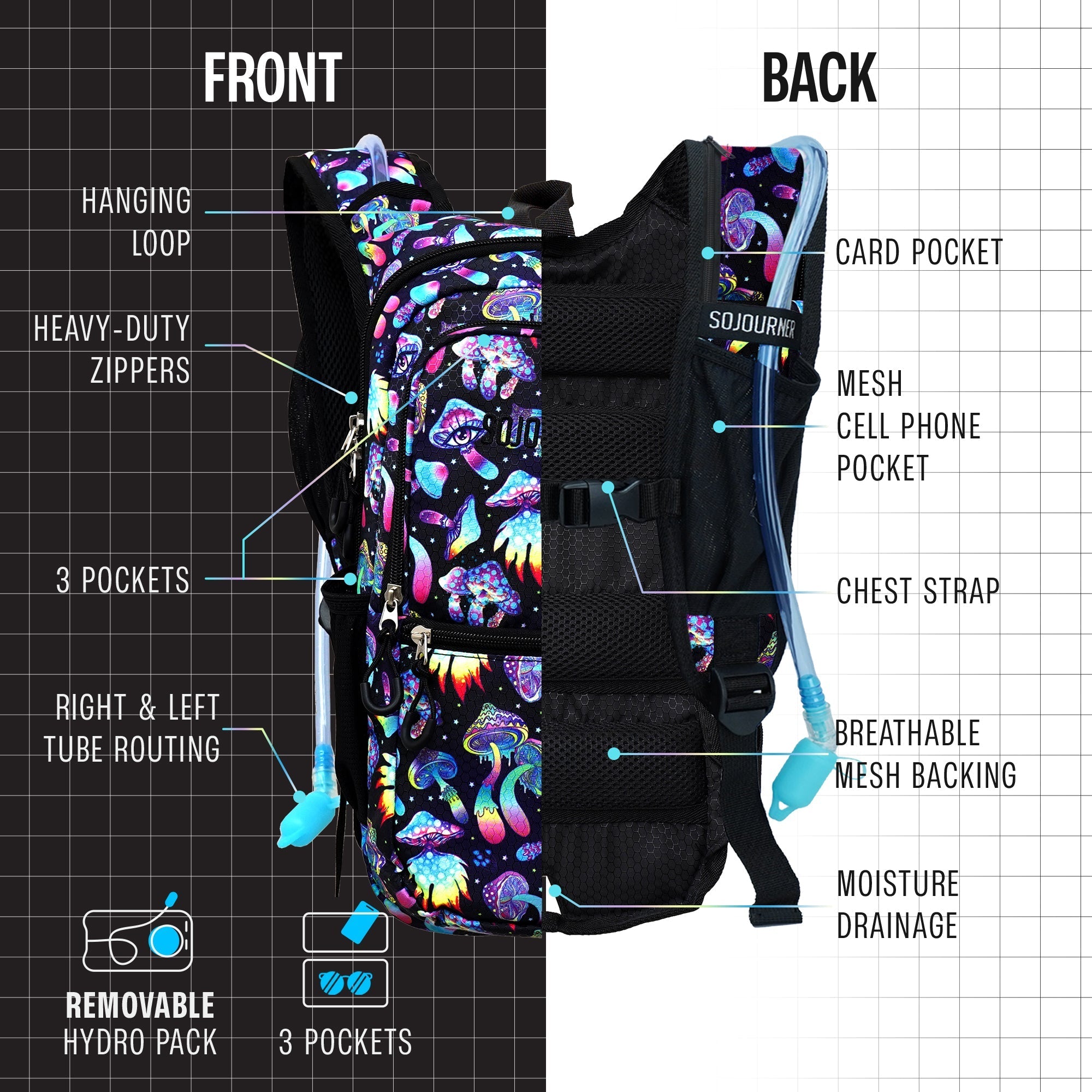 Medium Hydration Pack Backpack for Outdoor Activities