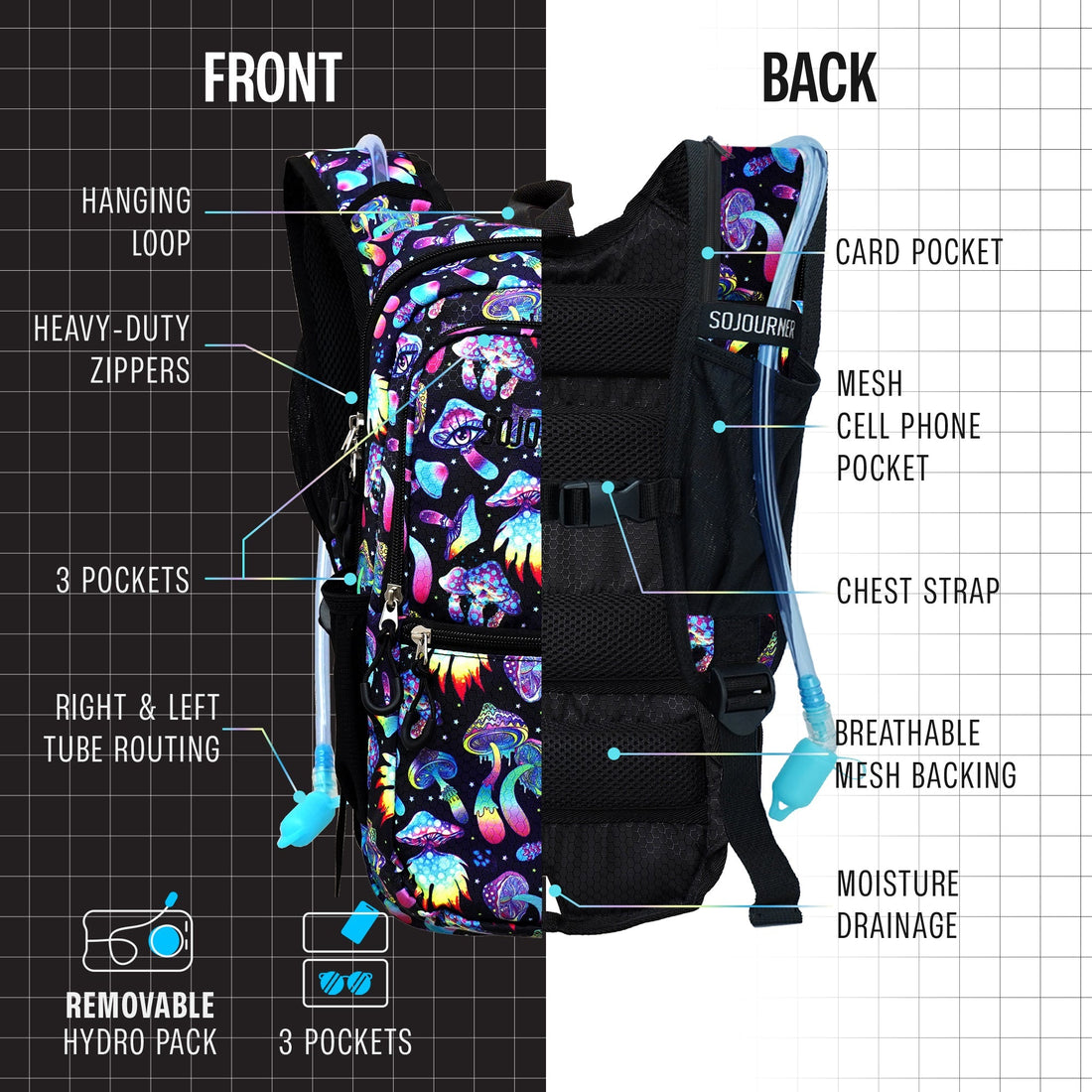Medium Hydration Pack Backpack for Outdoor Activities