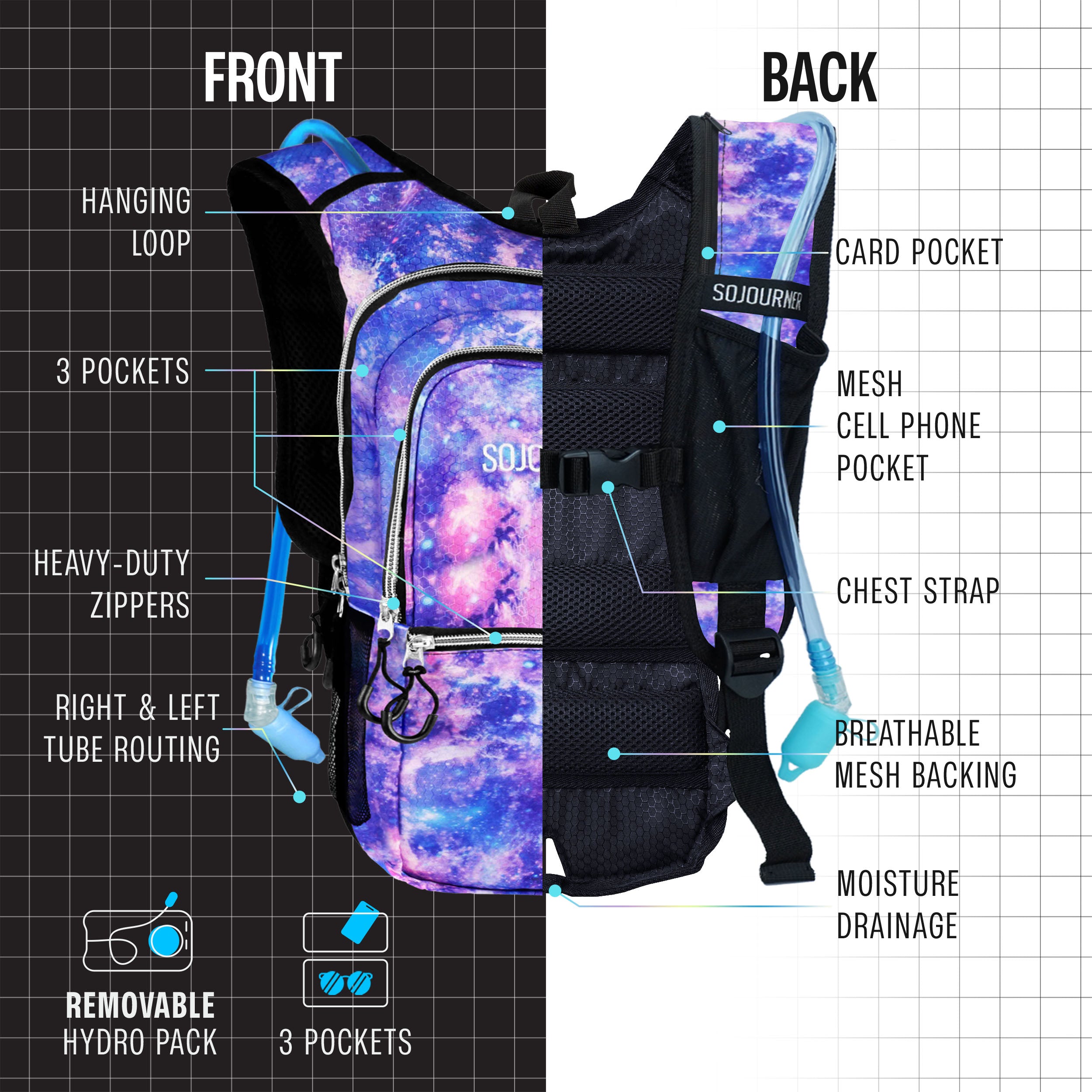 Medium Hydration Pack Backpack for Outdoor Activities
