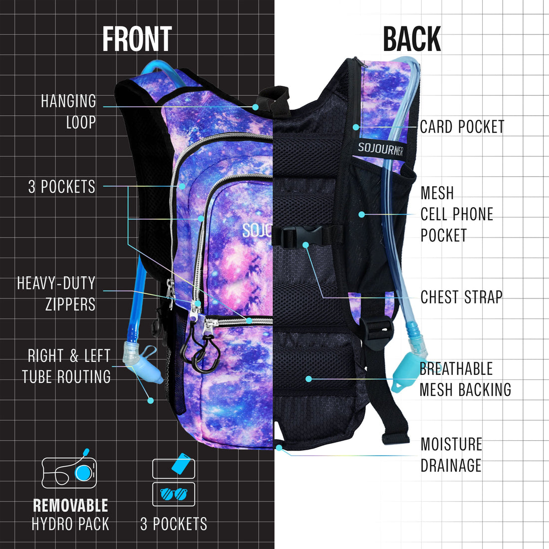 Medium Hydration Pack Backpack for Outdoor Activities
