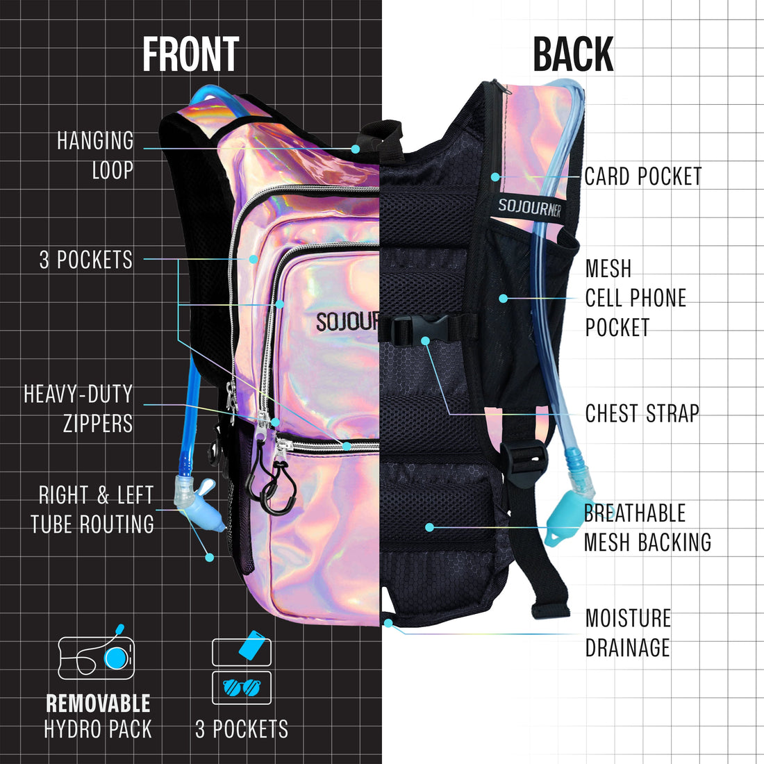 Medium Hydration Pack Backpack for Outdoor Activities