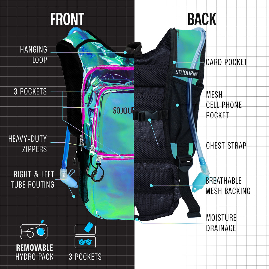 Medium Hydration Pack Backpack for Outdoor Activities