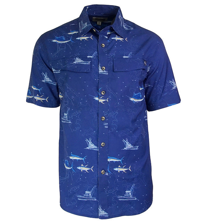 Men's Marine Charts UV Vented Fishing Shirt