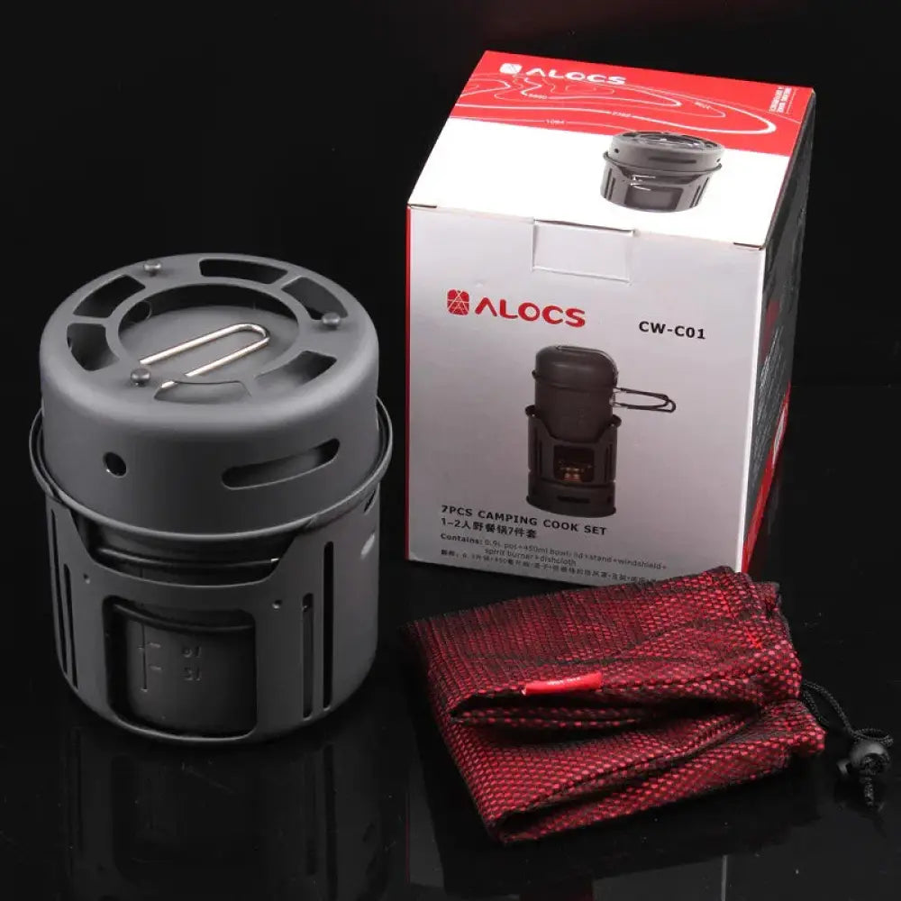 7-Piece Aluminum Camping Stove Cookware Set