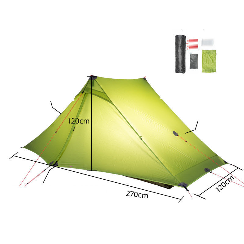 Ultralight 20D Double Silicone Coated Poleless Hiking Tent