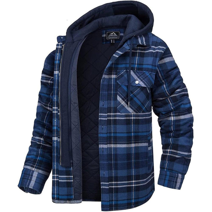 Men's Modern Warm Jacket With Removable Hood Winter Coats Men's Hooded Jackets Fashionable Autumn Jackets Winter Warm Coat Thick Hoodie Long Sleeve Outdoor Plaid Shirt Jackets