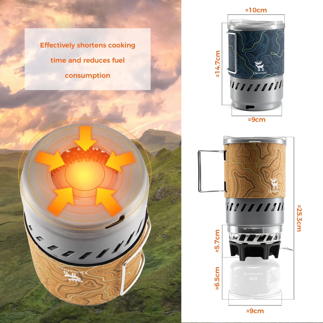 Integrated Heat Collection Camping Stove System for Outdoors