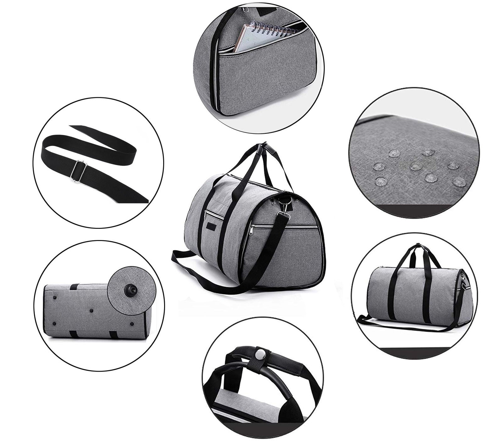 2-in-1 Waterproof Travel Duffel Garment Bag Carry-On